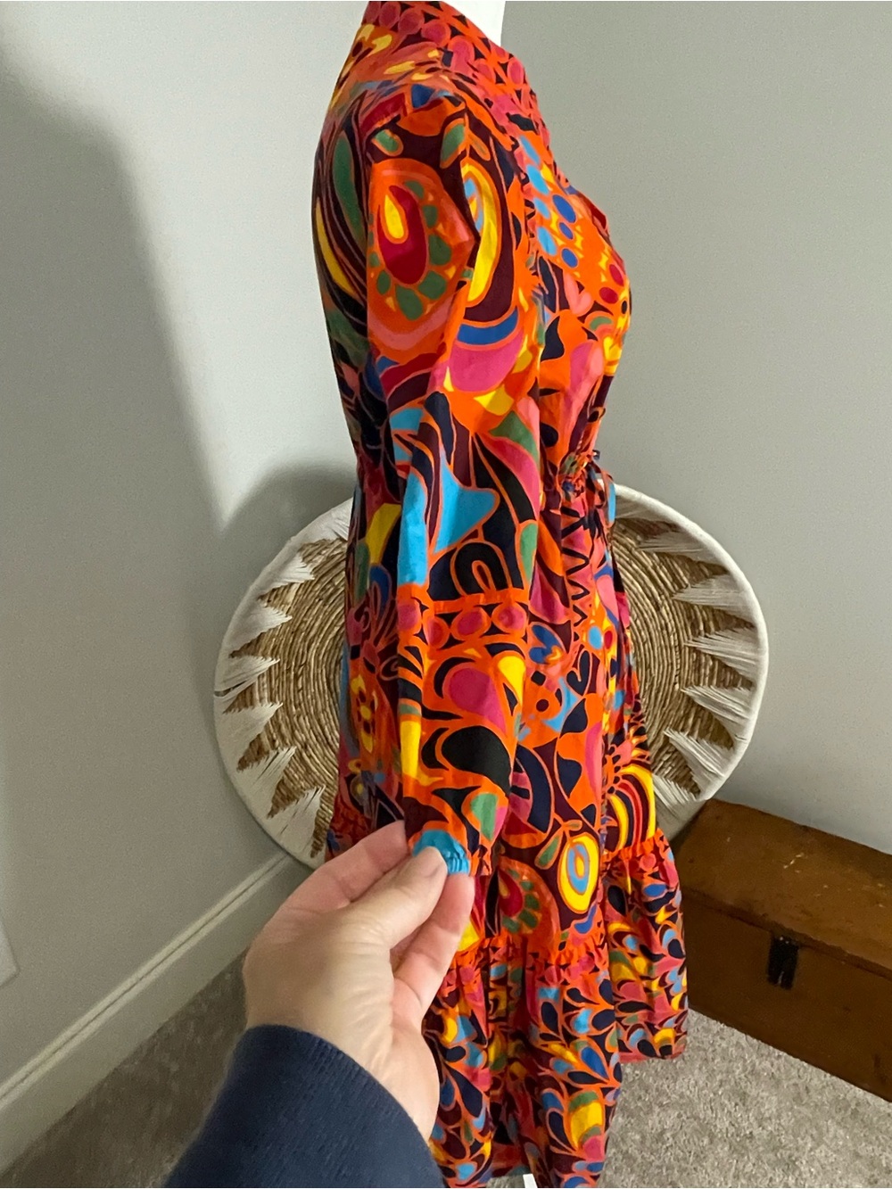 Bold Abstract Print Maxi Dress in Orange & Pink - Picture 4 of 10